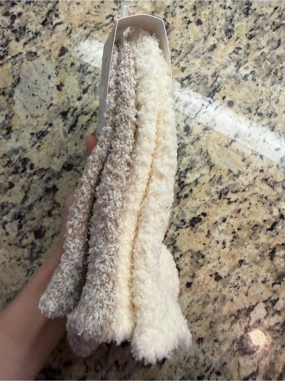 Auden 2-Pack Cozy Low-Cut Fuzzy Socks in Beige/Cream